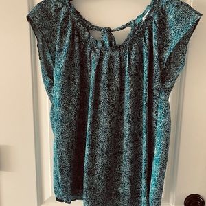Lauren Conrad Pleat Neck Top- Teal size S
